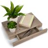 Floating Shelves with Drawer and Mount, Wood Finish