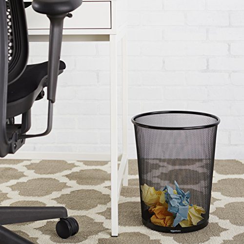 AmazonBasics Mesh Trash Can Wastebasket, Black