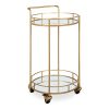 Kate and Laurel Deveaux 2 Shelf Modern-Glam Round Metal and Mirror Rolling
