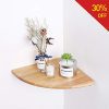 IPETSON Wooden Corner Shelf Unit,1 Pcs Round End Oak Wood Hanging