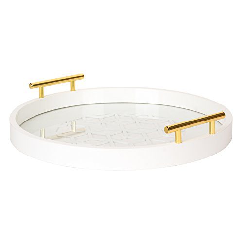 Kate and Laurel Caspen Round Cut Out Pattern Decorative Tray