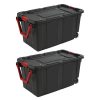 Sterilite 40 Gallon/151 Liter Wheeled Industrial Tote, Black Lid & Base
