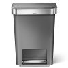 simplehuman Rectangular Step Liner Pocket Trash Can, 45 Liter
