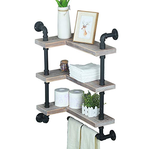 MBQQ 3-Tier Industrial Pipe Shelf,Rustic Corner Shelves
