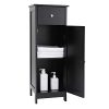 Streamlined Storage: Iwell Small Bathroom Floor Cabinet in Elegant Black