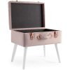 Beautify Pearlized Pink Velvet Storage Stool Trunk Organizer