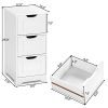 Tangkula Floor Cabinet, 3 Drawers Wooden Storage Cabinet