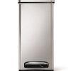 simplehuman 10 Liter / 2.6 Gallon Stainless Steel Bathroom Slim Profile Trash Can