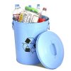 Silky Road Recycling Bin with Lid in Retro Baby Blue Galvanized Stainless Steel