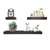 Coismo Set of 3 Multi length Floating Shelves, Coffee