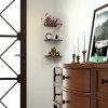Corner Shelf - Rustic Wood Floating Shelves for Bathroom, Bedroom, and Living Room (Set of 4) - Unique Handcrafted Display Shelves with Twisted Lines and Retro Colors