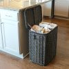 The Basket Lady Divided Wicker Recycling Basket with Removable Metal Liner
