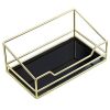 2Layer Stackable Glass Perfume Tray/2 Tirer Spacious Gold Black Mirror
