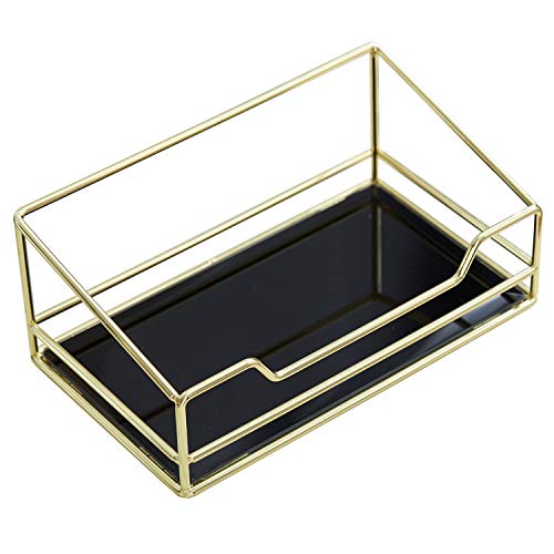 2Layer Stackable Glass Perfume Tray/2 Tirer Spacious Gold Black Mirror