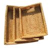 Handmade Rattan Tray With Handles, Handwoven Multi-purpose Storage Basket