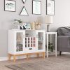 HOMECHO 2 Doors Bar Wine Cabinet with 12 Bottles Wine Storage