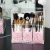 Newslly Clear Acrylic Makeup Organizer with 3 Brush Holder Compartment