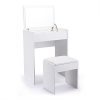 JAXPETY Vanity Makeup Table Set with Flip Top Mirror Cushioned Stool Makeup