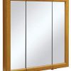 Design House Claremont Honey Oak Tri-View Medicine Cabinet Mirror