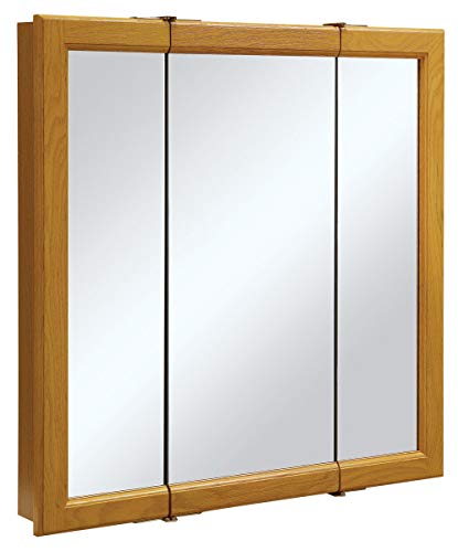 Design House Claremont Honey Oak Tri-View Medicine Cabinet Mirror