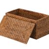 Kouboo La Jolla Rectangular Rattan Box, Honey-Brown Toilet Roll