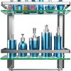 GeekDigg Bathroom Shelf, Durable Aluminum with 2 Tiers Tempered Glass