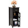 HPW Tempered Glass Double Doors Bathroom Floor Storage Organizer Cabinet