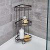 iDesign York Metal Wire Corner Standing Shower Caddy 3-Tier Bath Shelf Baskets