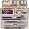 Sorbus Glitter Cosmetic Makeup and Jewelry Storage Case Rose Gold Display
