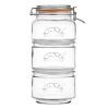 Kilner Stackable Storage Glass Jar Set, 1 Clip-Top and 2 Push-Top
