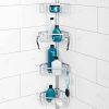 Zenna Home Never Rust Aluminum Tension Corner Caddy, Satin Chrome