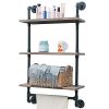Industrial Pipe Shelf,Rustic Wall Shelf with Towel Bar,24" Towel Racks for Bathroom