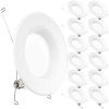 Sunco Lighting 12 Pack 5/6 Inch LED Recessed Downlight, Baffle Trim
