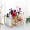 DesignSter Antique Glass Makeup Organizer - Gold Lace Perfume Cosmetic Holder