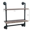 FODUE Industrial Pipe Shelf,Rustic Wall Shelf with Towel Bar