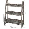 MyGift 3-Tier Torched Wood Wall-Mounted Cascading Ladder Shelves