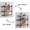 Homissue 3 Shelf Pipe Floating Wall Shelf, Vintage Industrial Wall Mounted Shelf