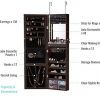 LUXFURNI LED Light Jewelry Cabinet Wall-Mount/Door-Hanging Mirror