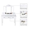 HOMECHO Makeup Vanity Table Set, Removable Tri-Folding Mirror