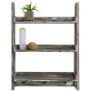 MyGift 3-Tier Torched Wood Wall-Mounted Cascading Ladder Shelves