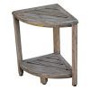 CoastalVogue Oasis 2-Tier Teak Corner Shower Shelf