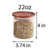 Essos Glass Jars with Wood Lids Set 4 of 22oz Airtight and Stackable Storage