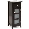 HPW Tempered Glass Double Doors Bathroom Floor Storage Organizer Cabinet