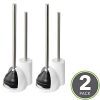 mDesign Compact Plastic Toilet Bowl Brush and Plunger Combo Set