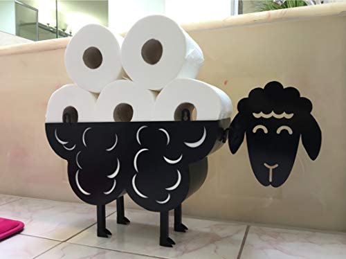 Cute Black Sheep Toilet Paper Roll Holder - Cool Novelty Free Standing