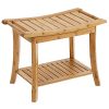 SONGMICS Bamboo Shower Bench Seat, Portable Spa Bathing Stool