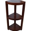 ALATEAK Corner Teak Wood Bath Spa Shower Stool Corner Shelf Storage