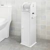 Haotian, White Free Standing Wooden Bathroom Toilet Paper Roll Holder Storage