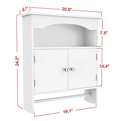 Topeakmart White Wood Bathroom Wall Mount Cabinet Toilet