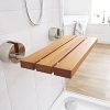 Hudson Reed Wall Mounted Wooden Folding Shower Seat In A Luxury Teak Finish